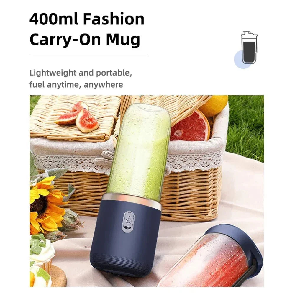 Presse-agrumes électrique à 6 lames, 2 tasses pour voyage, mélangeur de presse-agrumes Portable, Charge Usb, jus de fruits frais, mélangeur personnel, Smoothie - Stortime