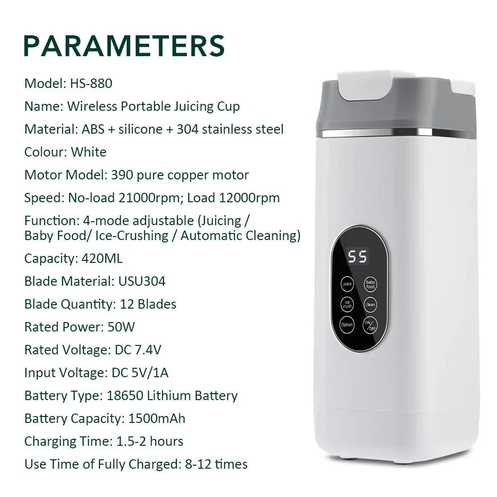 Presse-agrumes électrique à 6 lames, 2 tasses pour voyage, mélangeur de presse-agrumes Portable, Charge Usb, jus de fruits frais, mélangeur personnel, Smoothie - Stortime
