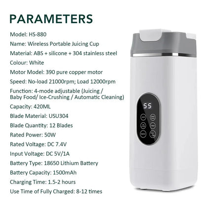 Presse-agrumes électrique à 6 lames, 2 tasses pour voyage, mélangeur de presse-agrumes Portable, Charge Usb, jus de fruits frais, mélangeur personnel, Smoothie - Stortime