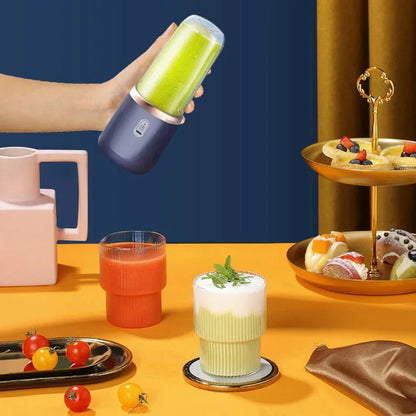 Presse-agrumes électrique à 6 lames, 2 tasses pour voyage, mélangeur de presse-agrumes Portable, Charge Usb, jus de fruits frais, mélangeur personnel, Smoothie - Stortime