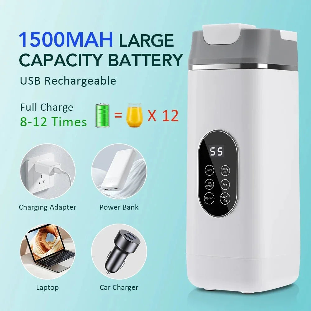 Presse-agrumes électrique à 6 lames, 2 tasses pour voyage, mélangeur de presse-agrumes Portable, Charge Usb, jus de fruits frais, mélangeur personnel, Smoothie - Stortime