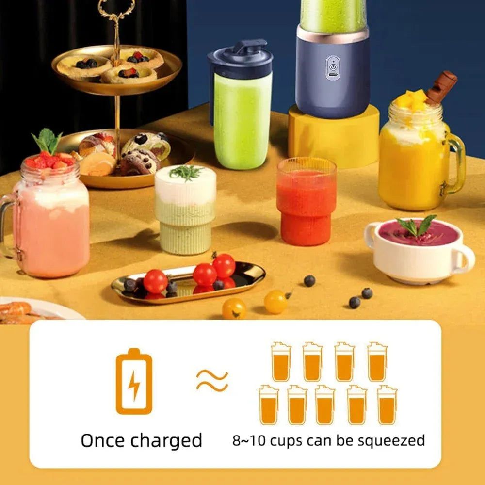 Presse-agrumes électrique à 6 lames, 2 tasses pour voyage, mélangeur de presse-agrumes Portable, Charge Usb, jus de fruits frais, mélangeur personnel, Smoothie - Stortime