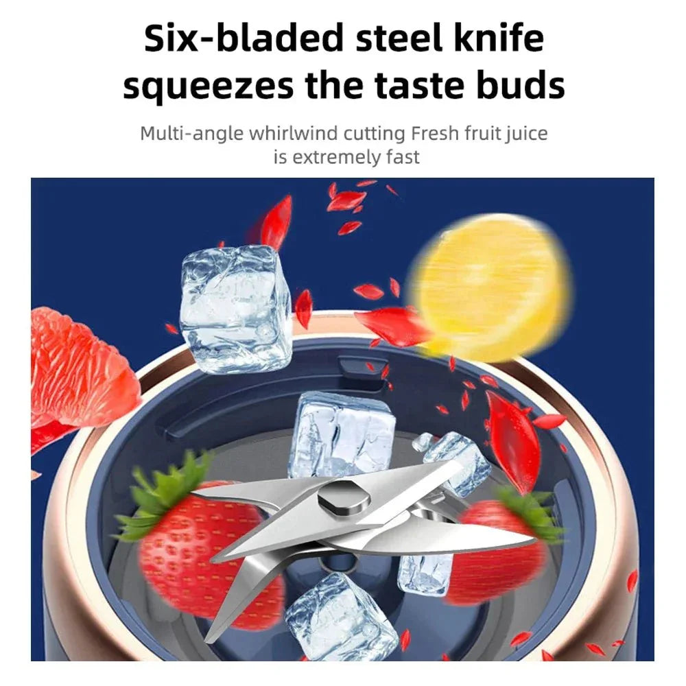 Presse-agrumes électrique à 6 lames, 2 tasses pour voyage, mélangeur de presse-agrumes Portable, Charge Usb, jus de fruits frais, mélangeur personnel, Smoothie - Stortime