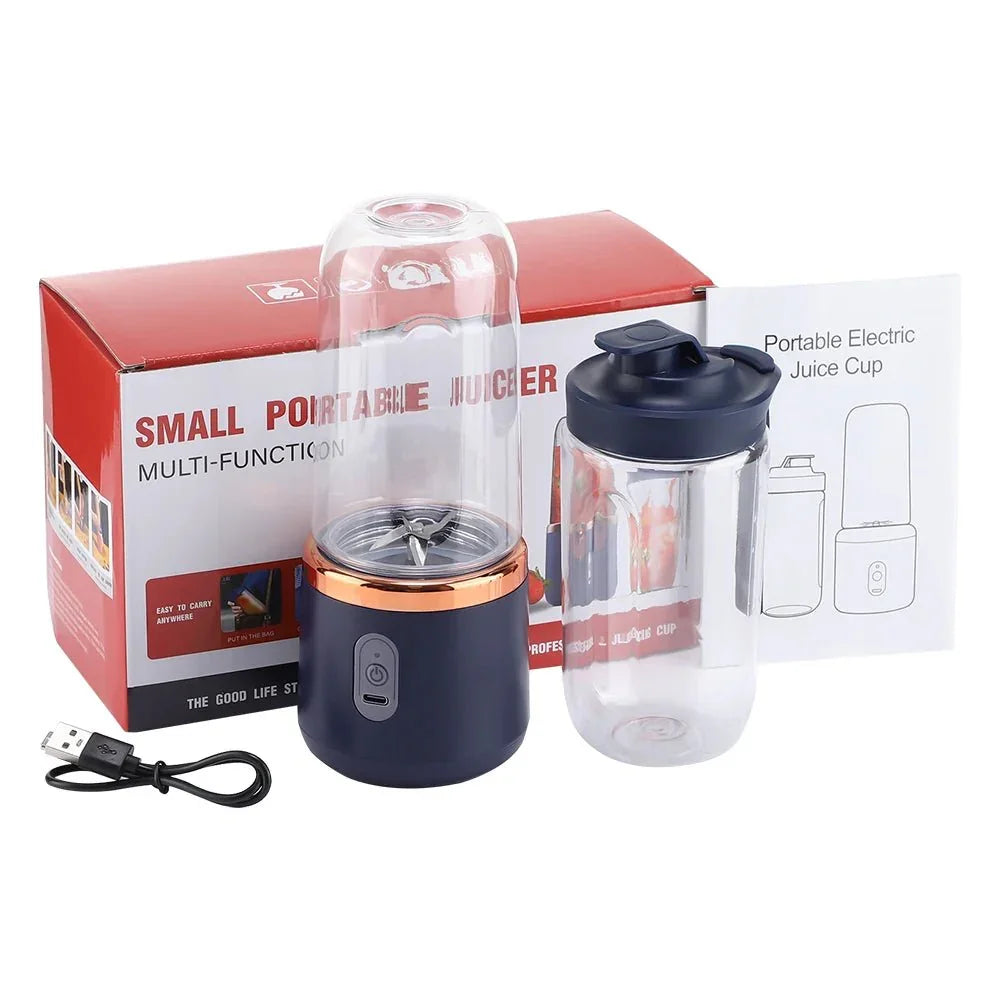 Presse-agrumes électrique à 6 lames, 2 tasses pour voyage, mélangeur de presse-agrumes Portable, Charge Usb, jus de fruits frais, mélangeur personnel, Smoothie - Stortime