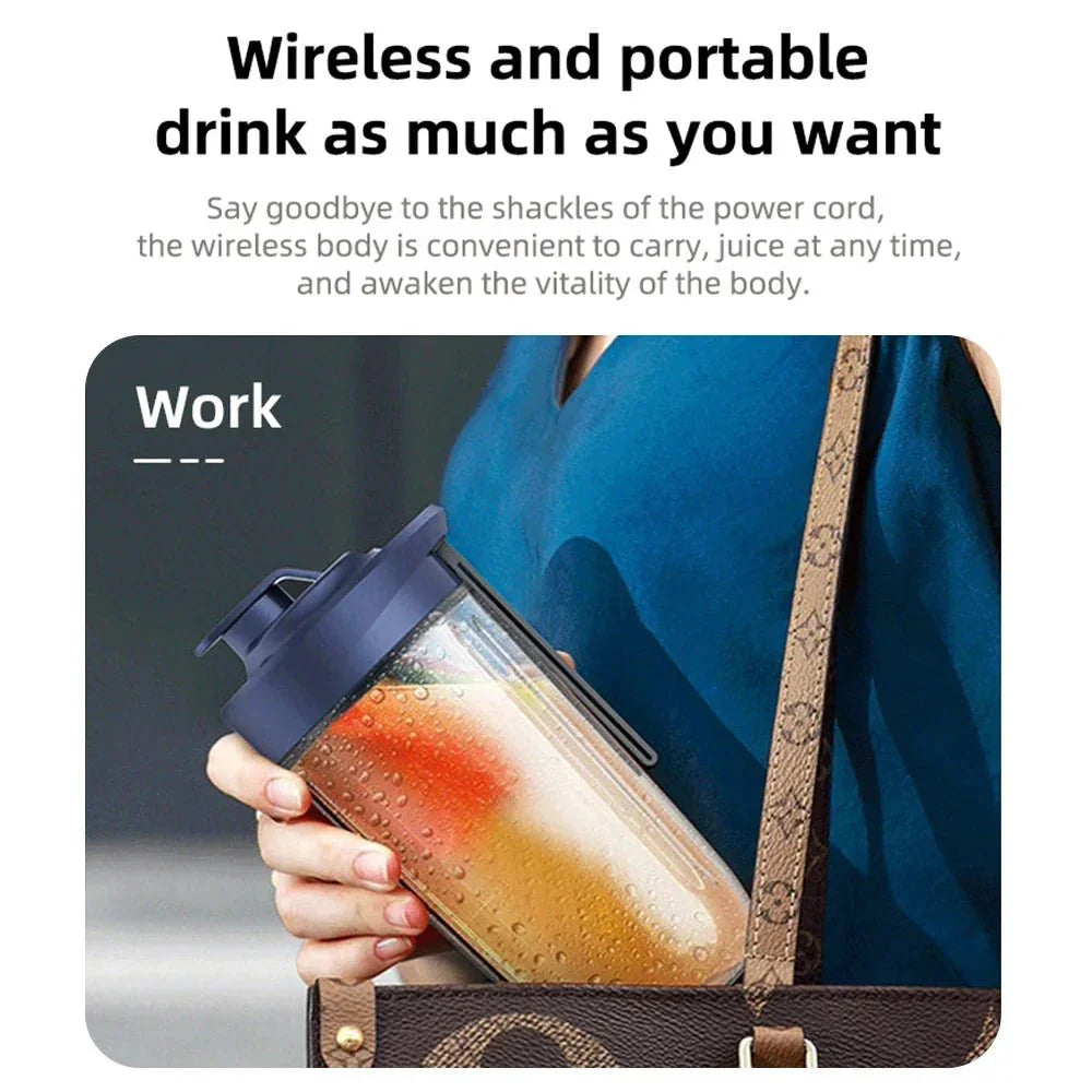 Presse-agrumes électrique à 6 lames, 2 tasses pour voyage, mélangeur de presse-agrumes Portable, Charge Usb, jus de fruits frais, mélangeur personnel, Smoothie - Stortime